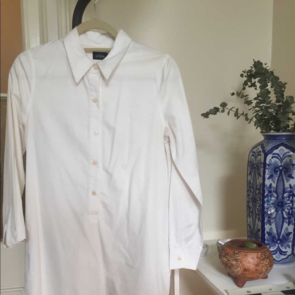 kate spade White Long Sleeve Shirt Dress